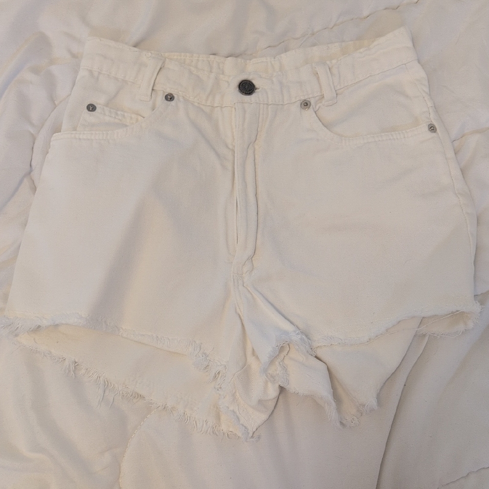 Women's Cream Denim Shorts